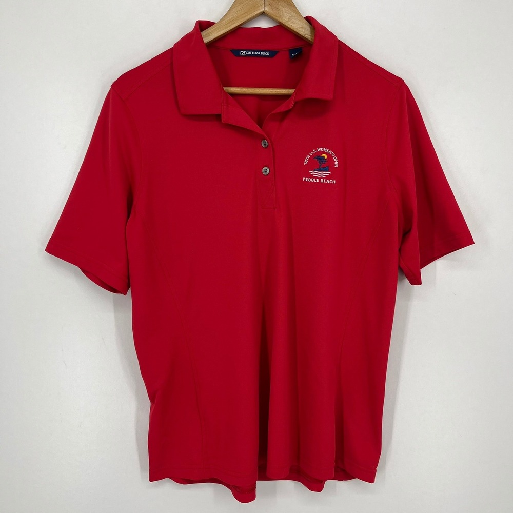 Cutter & Buck Womens Red Pebble Beach 78th‎ US Womens Open Golf Polo Shirt XL